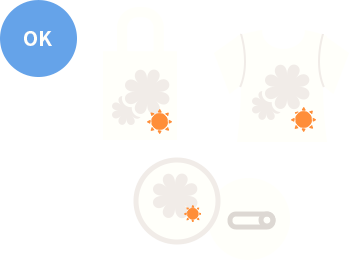 OK例:イラストを装飾の一部として小さく配置したトートバッグ・Tシャツ・缶バッジ