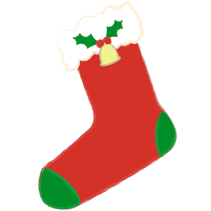クリスマス靴下 ベル付き フリーイラスト素材のぴくらいく 商用利用可能です