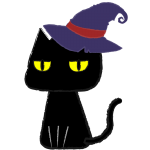 帽子を被った黒猫