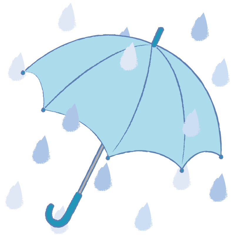 雨と傘 | フリーイラスト素材のぴくらいく｜無料ダウンロード可能です