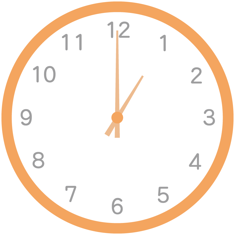 オレンジ色の時計 フリーイラスト素材のぴくらいく 商用利用可能です