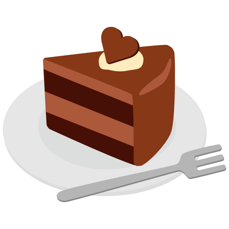 ハートの乗ったチョコレートケーキ フリーイラスト素材のぴくらいく 商用利用可能です
