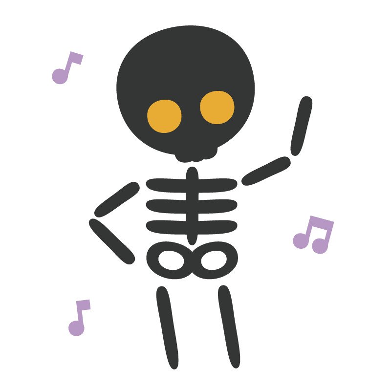 踊るガイコツ（黒）
